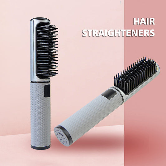 LCD USB Charging Straight Comb Negative Ion Lazy Hair Straightener Curly Hair Dual-use Broken Hair Finishing